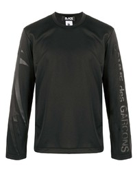 schwarzes bedrucktes Langarmshirt von Black Comme Des Garçons