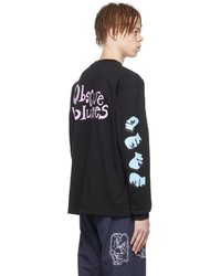 schwarzes bedrucktes Langarmshirt von Brain Dead