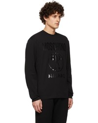 schwarzes bedrucktes Langarmshirt von Moschino