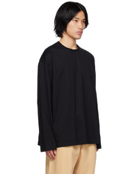 schwarzes bedrucktes Langarmshirt von Wooyoungmi