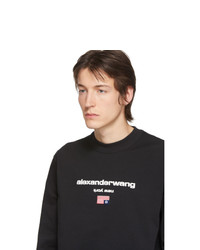 schwarzes bedrucktes Langarmshirt von Alexander Wang