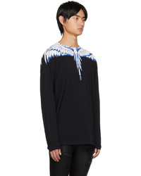 schwarzes bedrucktes Langarmshirt von Marcelo Burlon County of Milan