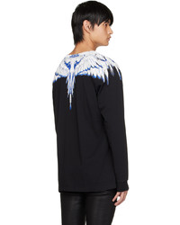 schwarzes bedrucktes Langarmshirt von Marcelo Burlon County of Milan