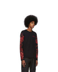 schwarzes bedrucktes Langarmshirt von Alexander McQueen