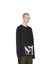 schwarzes bedrucktes Langarmshirt von Moncler Genius