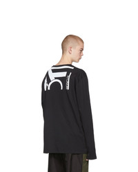 schwarzes bedrucktes Langarmshirt von Moncler Genius