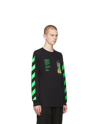 schwarzes bedrucktes Langarmshirt von Off-White