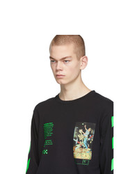 schwarzes bedrucktes Langarmshirt von Off-White