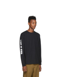 schwarzes bedrucktes Langarmshirt von Noah NYC