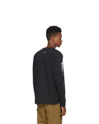 schwarzes bedrucktes Langarmshirt von Noah NYC