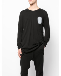 schwarzes bedrucktes Langarmshirt von 11 By Boris Bidjan Saberi