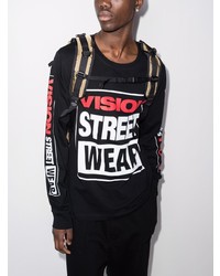 schwarzes bedrucktes Langarmshirt von Vision Street Wear