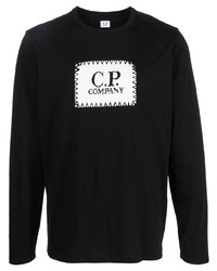 schwarzes bedrucktes Langarmshirt von C.P. Company
