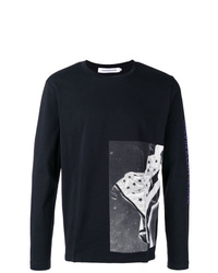 schwarzes bedrucktes Langarmshirt von Calvin Klein Jeans