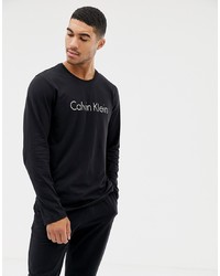 schwarzes bedrucktes Langarmshirt von Calvin Klein