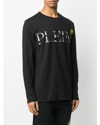 schwarzes bedrucktes Langarmshirt von Philipp Plein