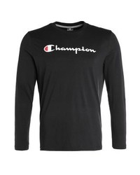 schwarzes bedrucktes Langarmshirt von Champion