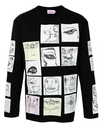 schwarzes bedrucktes Langarmshirt von Charles Jeffrey Loverboy