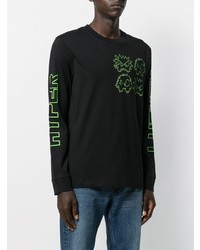 schwarzes bedrucktes Langarmshirt von McQ Alexander McQueen