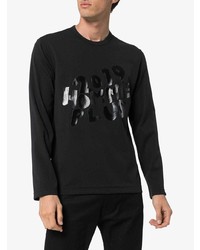 schwarzes bedrucktes Langarmshirt von Comme Des Garcons Homme Plus