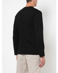 schwarzes bedrucktes Langarmshirt von Comme Des Garcons Play