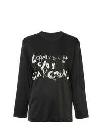 schwarzes bedrucktes Langarmshirt von Comme Des Garçons Vintage