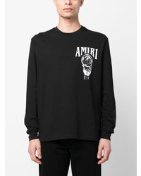 schwarzes bedrucktes Langarmshirt von Amiri