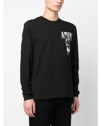 schwarzes bedrucktes Langarmshirt von Amiri