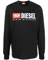 schwarzes bedrucktes Langarmshirt von Diesel