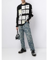 schwarzes bedrucktes Langarmshirt von Charles Jeffrey Loverboy