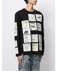 schwarzes bedrucktes Langarmshirt von Charles Jeffrey Loverboy