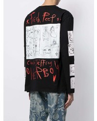 schwarzes bedrucktes Langarmshirt von Charles Jeffrey Loverboy