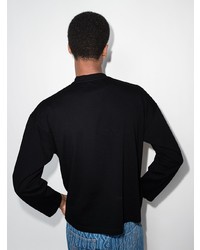 schwarzes bedrucktes Langarmshirt von Liam Hodges