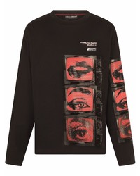 schwarzes bedrucktes Langarmshirt von Dolce & Gabbana
