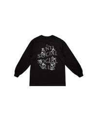 schwarzes bedrucktes Langarmshirt von Anti Social Social Club