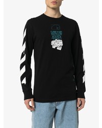 schwarzes bedrucktes Langarmshirt von Off-White