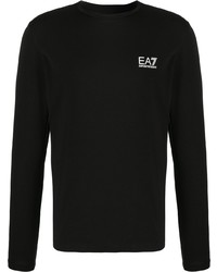 schwarzes bedrucktes Langarmshirt von Ea7 Emporio Armani