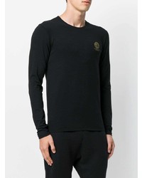 schwarzes bedrucktes Langarmshirt von Versace