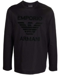 schwarzes bedrucktes Langarmshirt von Emporio Armani