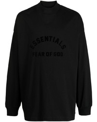 schwarzes bedrucktes Langarmshirt von FEAR OF GOD ESSENTIALS