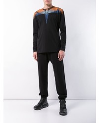 schwarzes bedrucktes Langarmshirt von Marcelo Burlon County of Milan