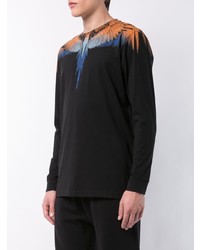 schwarzes bedrucktes Langarmshirt von Marcelo Burlon County of Milan