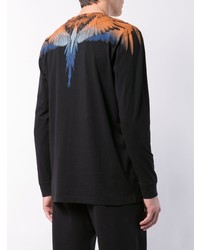 schwarzes bedrucktes Langarmshirt von Marcelo Burlon County of Milan