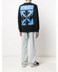 schwarzes bedrucktes Langarmshirt von Off-White