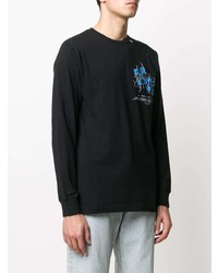 schwarzes bedrucktes Langarmshirt von Off-White