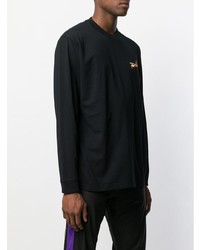 schwarzes bedrucktes Langarmshirt von Marcelo Burlon County of Milan