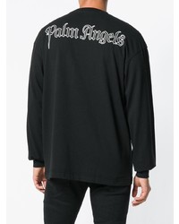 schwarzes bedrucktes Langarmshirt von Palm Angels