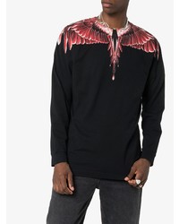 schwarzes bedrucktes Langarmshirt von Marcelo Burlon County of Milan