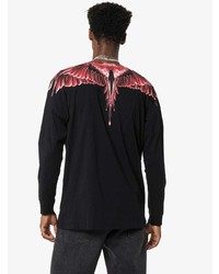 schwarzes bedrucktes Langarmshirt von Marcelo Burlon County of Milan