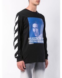 schwarzes bedrucktes Langarmshirt von Off-White